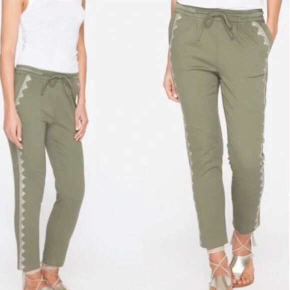 Johnny Was Embroidered Green Stretch Twill Pants - sz XL/1X - Picture 1 of 3